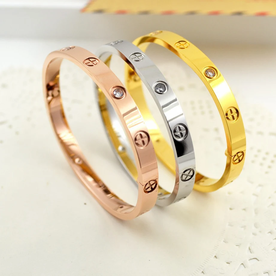 

Plus Sign Bangle for Women Men Fashion Brand Gold Silver Color Titanium Steel Cross Bracelet Jewelry