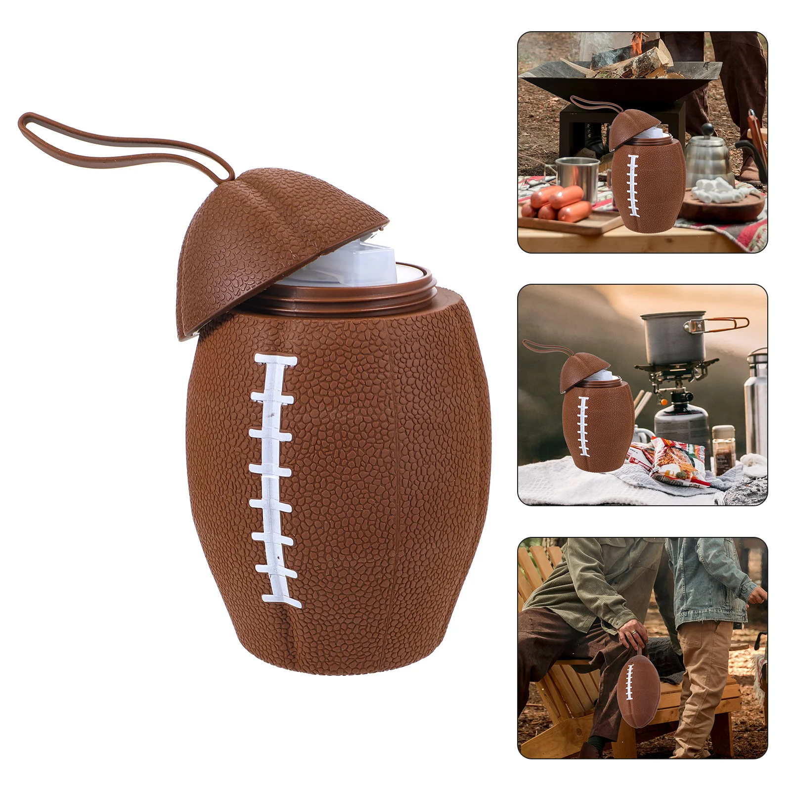 زجاجة مياه محمولة قابلة للطي على شكل الرجبي بسعة كبيرة وقابلة للطي للتخييم والرياضة والسفر وزجاجة مياه من السيليكون المرن #4