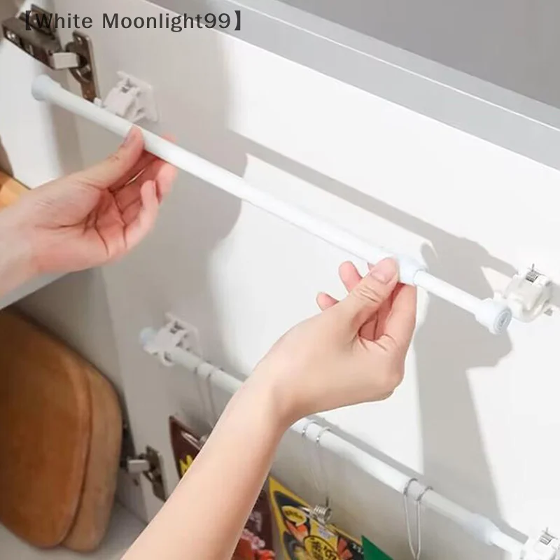 [أبيض] 30-90 سنتيمتر قضيب ستارة قابل للتعديل الربيع محملة للتمديد أقطاب تلسكوبية الحمام بار دش لا الحفر قضبان معلقة