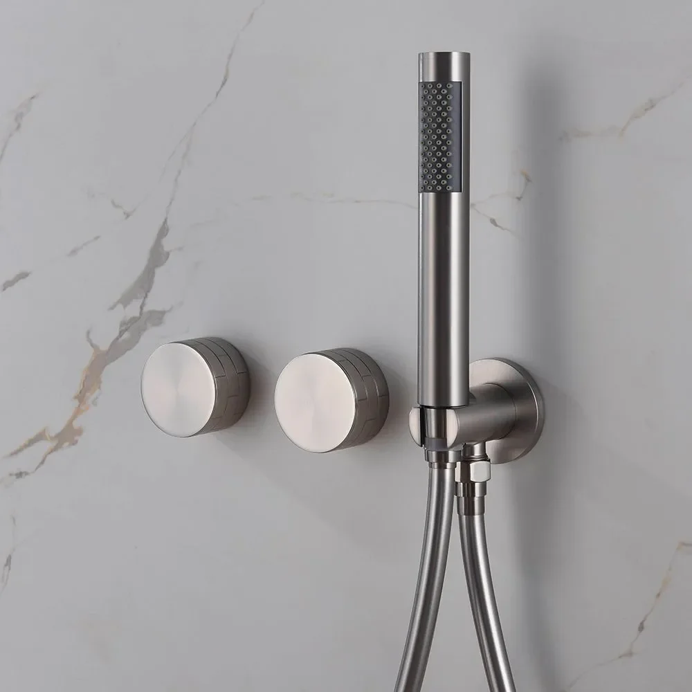 Bathtub Faucet Brass Wall Mounted Bathroom Two-Handle Faucet Shower Faucet Set Hot and Cold Water Mixer Tap Brushed Nickel