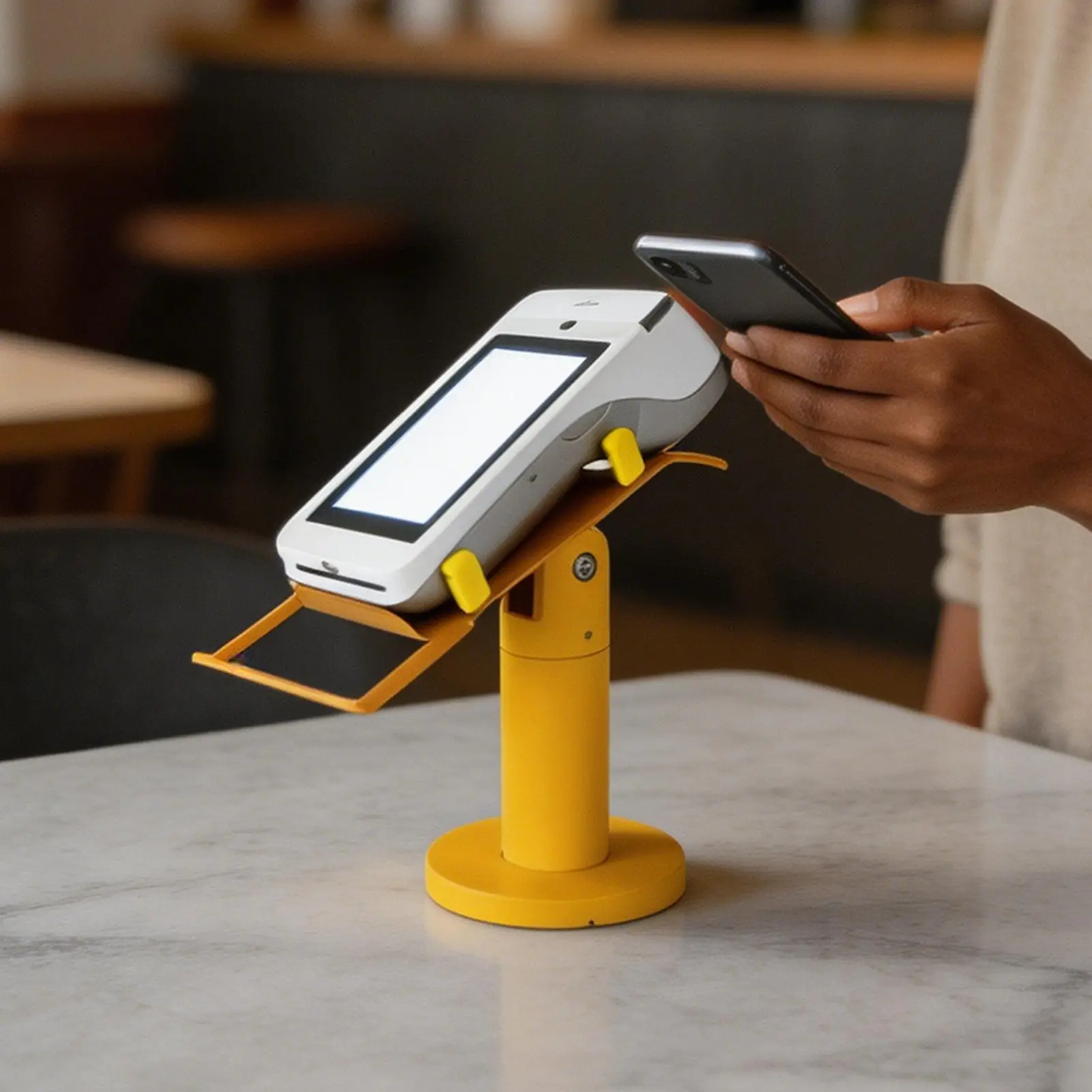

Подставка для POS-терминала с поворотом на 360 градусов, металлический кронштейн с защитой от опрокидывания, держатель для POS-устройства для супермаркетов, магазинов и торговых точек