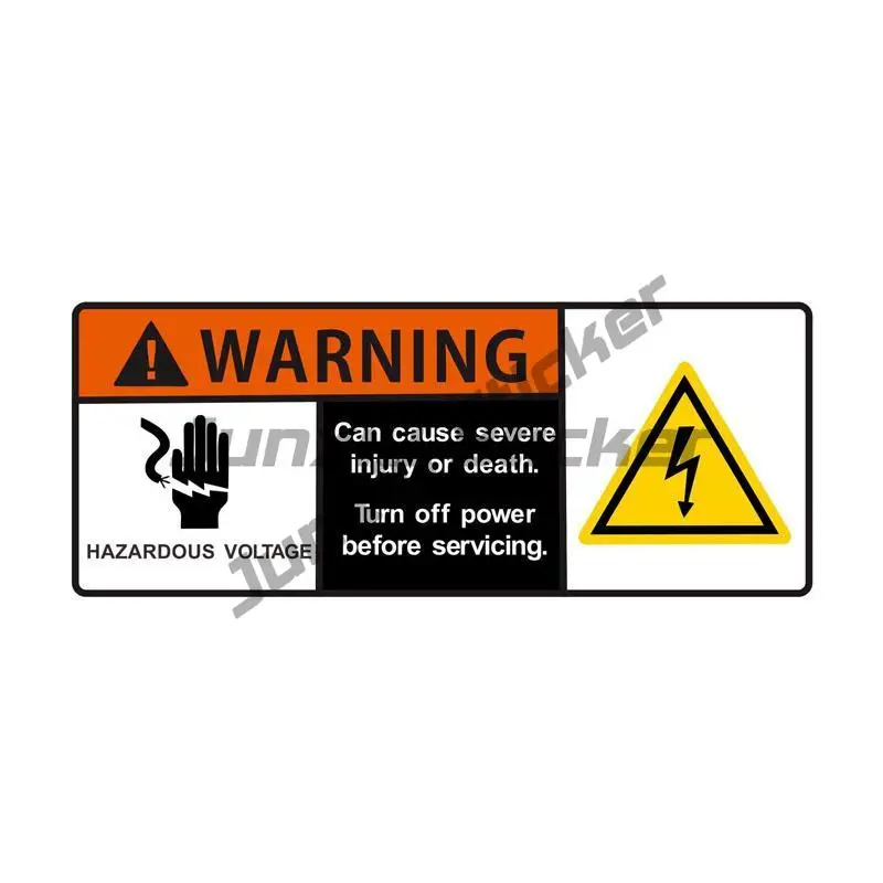 

Cartoon Hazardous Voltage Can Cause Severe Injury or Death WARNING Decals Retro-Car Sticker