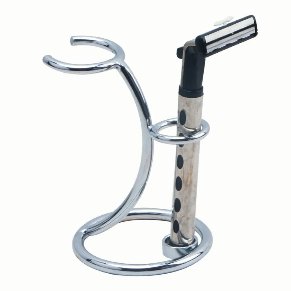 Multifunctional Metal Razor Stand Holder Razor Base Mustache Art Shaving Brush Stand Portable Grooming Accessory