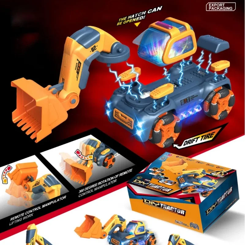 เด็กรีโมทคอนโทรลของเล่นรถชาร์จ Disassembly Bulldozer Excavator สาม Diy ชุดวิศวกรรมยานพาหนะ