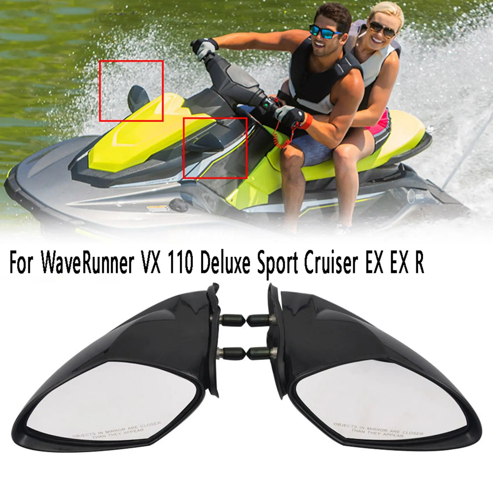 

Motorboat Right Rearview Mirror Jet Ski Mirror Accessories for Yamaha WaveRunner VX 110 Deluxe Sport Cruiser EX EX R