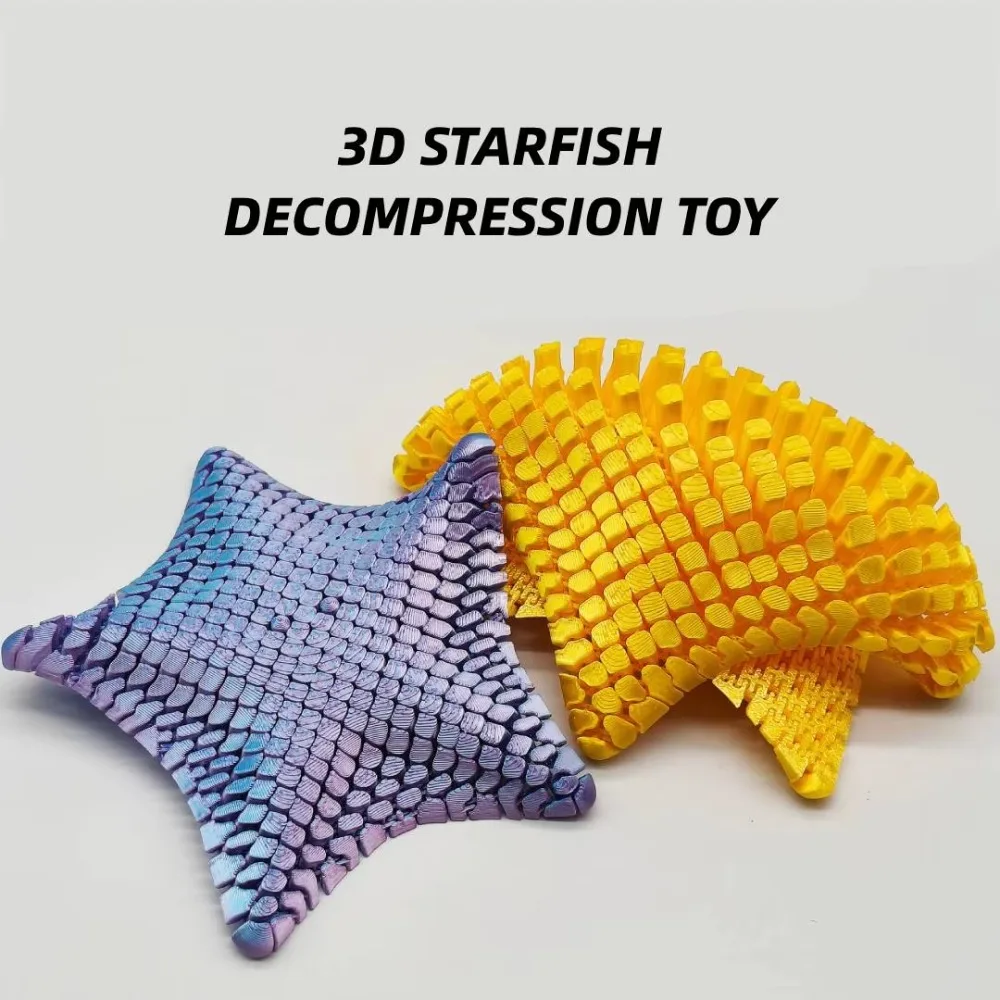 Decorazione colorata stella marina Gradiente articolato Giocattolo stella marina stampato in 3D Giunti mobili multicolori Giocattolo stella marina mobile