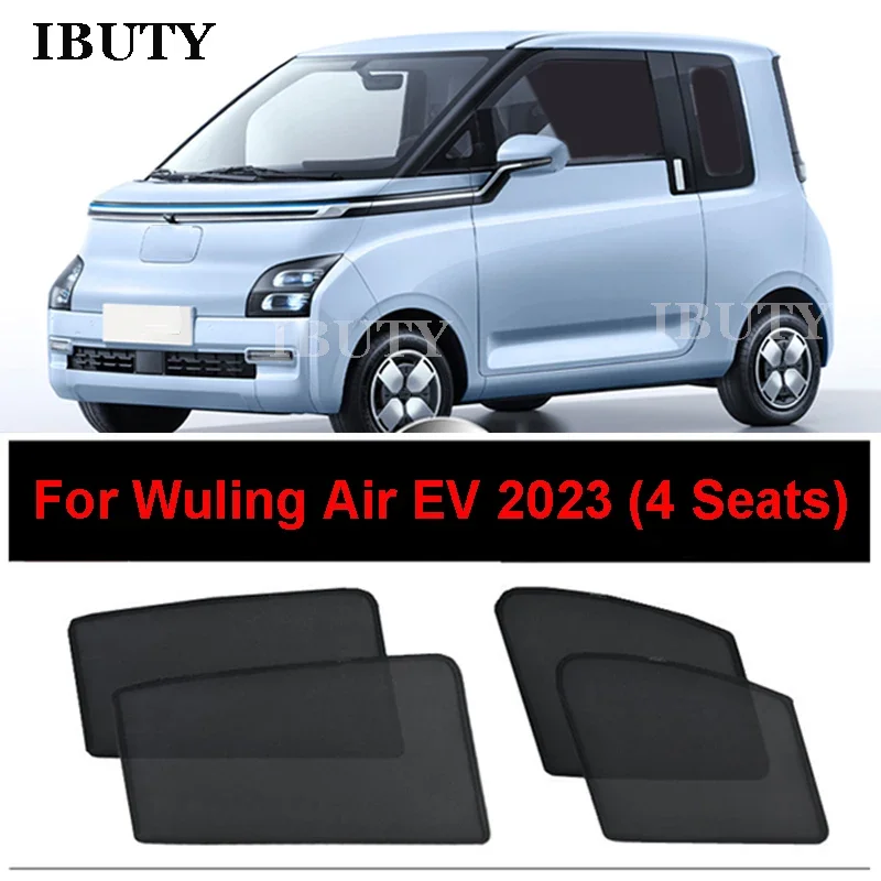

For Wuling Air EV 2023 4 Seats Car Sunshade Side Window Mesh Curtains Rear Windshield Sunscreen Heat Insulation Sun Visor Cover