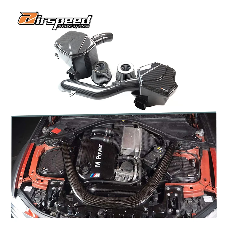 High Quality Dry Carbon Fiber 3K Twill Car Cold Air Intake Kits for M2C M3 M4 F87 S55