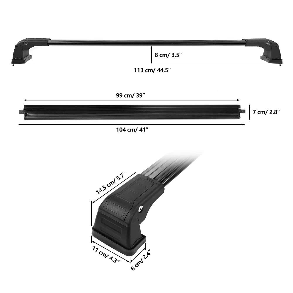 Car Roof Rack Cross Bars for KIA Soul 2014-2019 SUV Luggage Kayak Cargo Hard-Shell Carrier Roof Rail with 4 Keys 100LBS Load