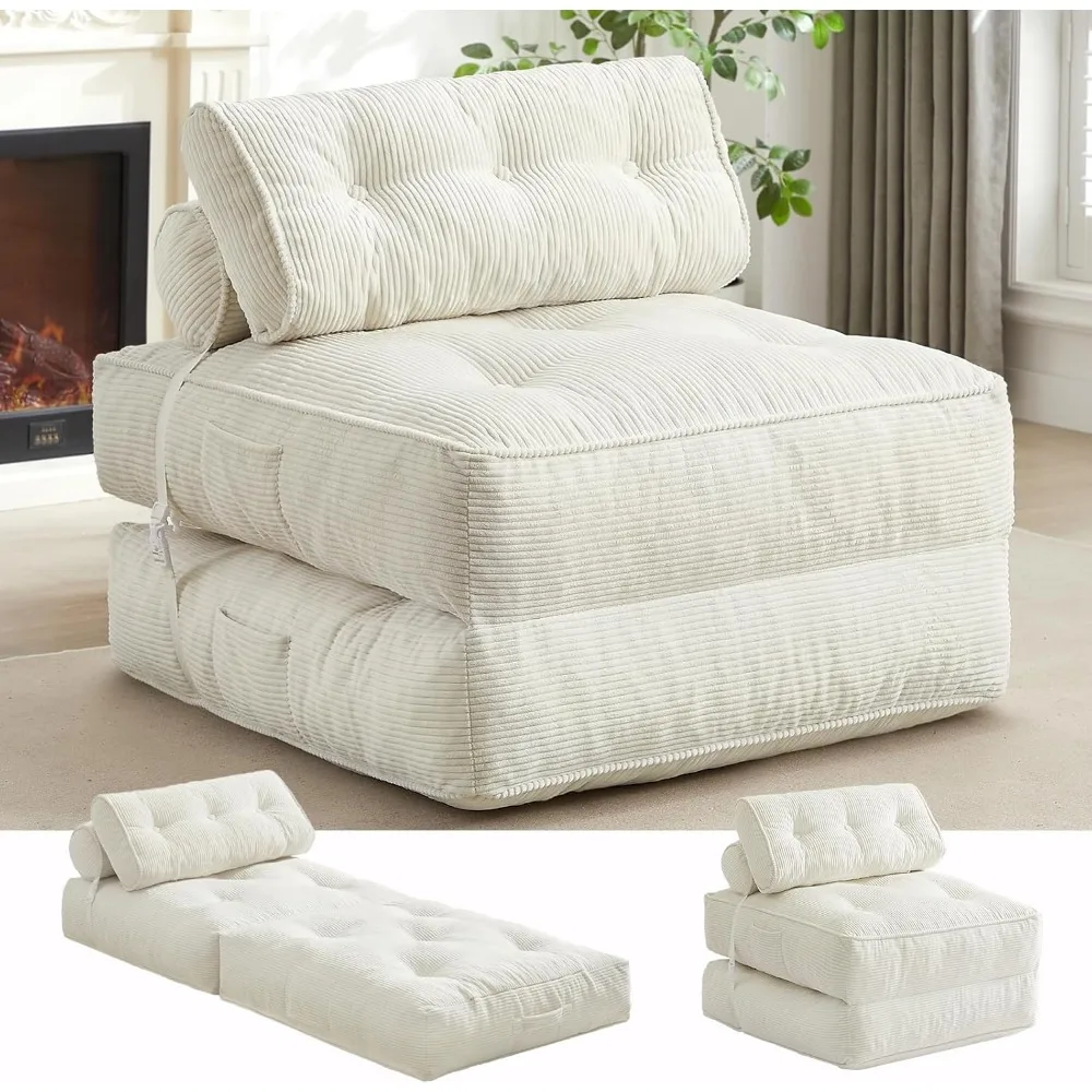 Sofá cama plegable, sillón convertible para adultos, silla plegable portátil de pana 4 en 1 para tumbona de suelo, sofás