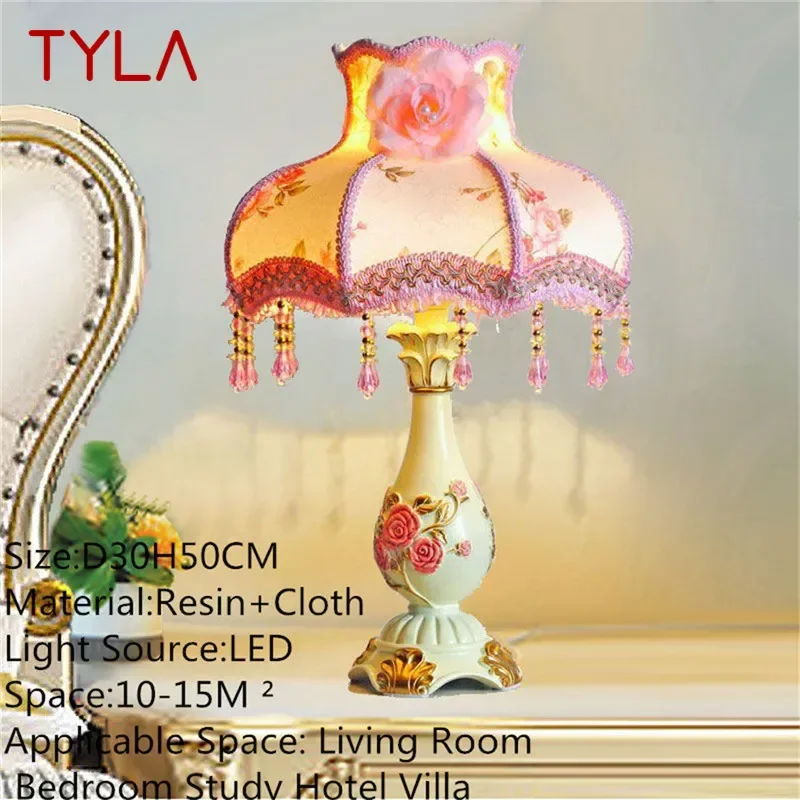 TYLA European Desk Lamp LED Retro Creativity Living Room Bedroom Study Wedding room Villa Hotel Home Decoration Desk Light