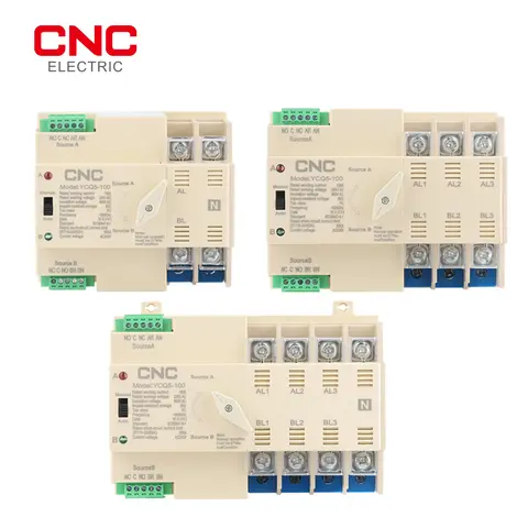 CNC Din Rail ATS Dual Power AC 2P/3P/4P 220V Automatic Transfer Switch Uninterrupted Power Controller 50/60Hz 63A/100A
