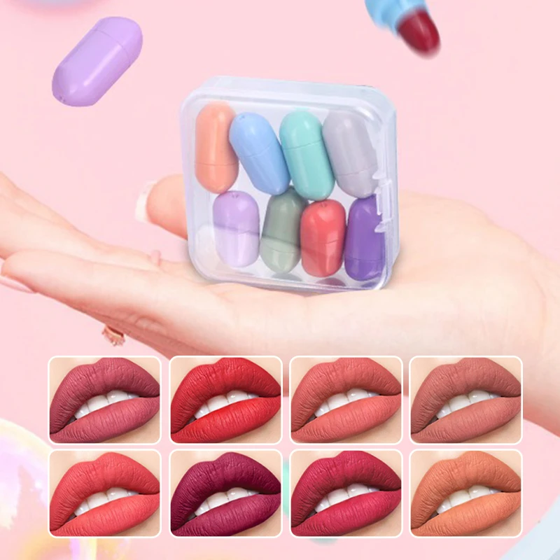 8-color mini matte lipstick set easy to color durable lip color soft fog lovely lipstick set