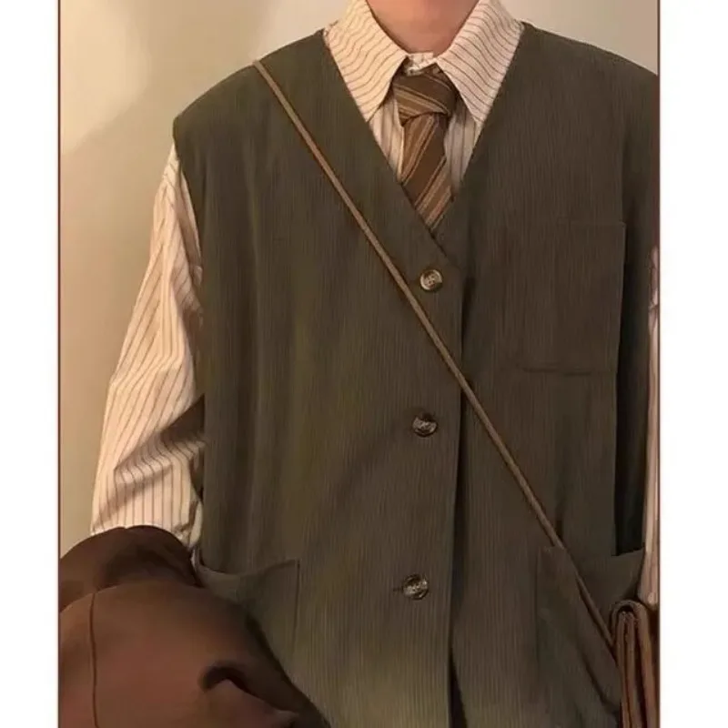 

Japanese Retro College Style Vest Men's Autumn Loose Waistcoat Vest Trendy Casual Sleeveless Jacket