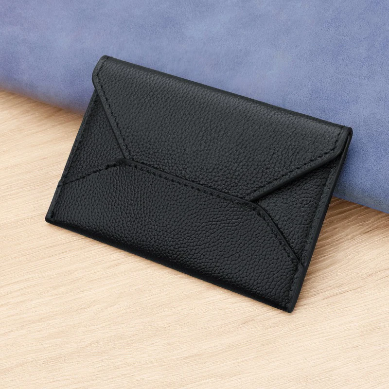 Genuine Leather Credit Card Holder Wallet for Men Envelop Design Slim Wallet Small Bank ID Card Holders Case Black White Gray