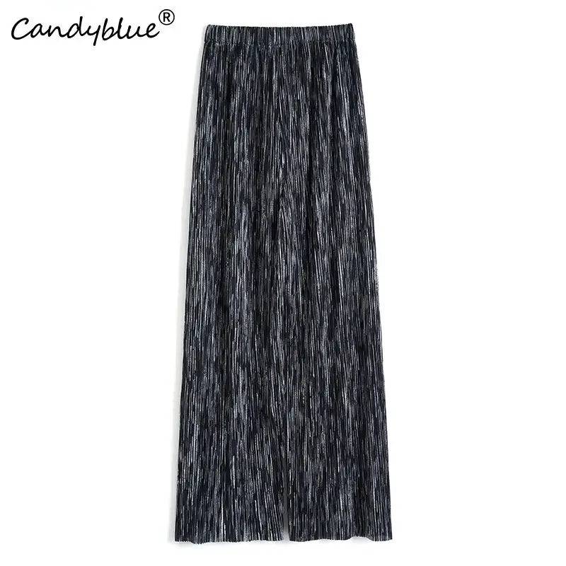 Wide-leg Trousers Thin Style Spring And Summer New High Waist-drape Feel Casual Loose Straight Cylinder Tie-dyed Pants For Women