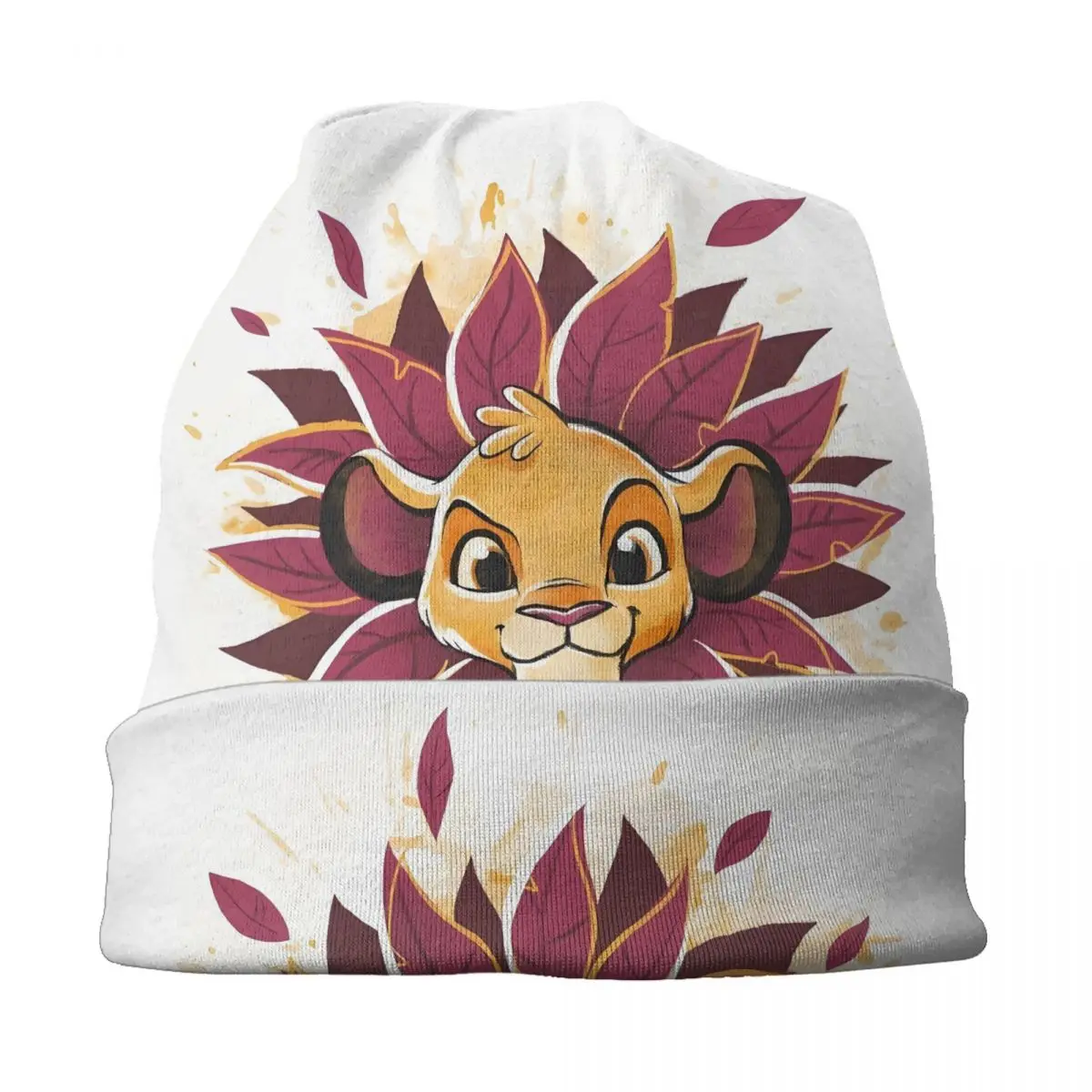 الأسد الملك سيمبا نمط Skullies Beanies قبعات للجنسين شتاء دافئ متماسكة قبعة المرأة موضة الكبار Kawaii الكرتون بونيه القبعات قبعة #3