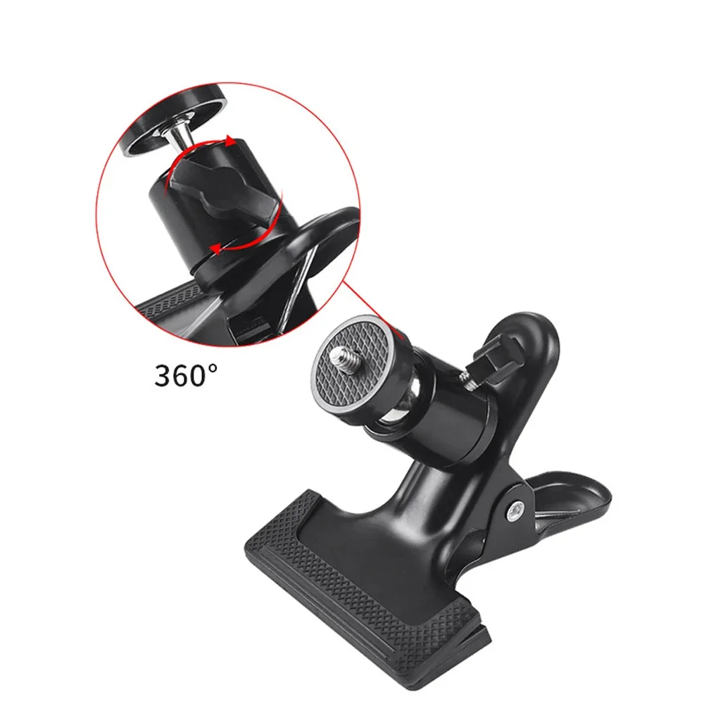 Metal Camera Clip Clamp Flash Holder Mount Holder with 360 Swivel LED Light Photography Ball Head 1/4 Screw  accessories