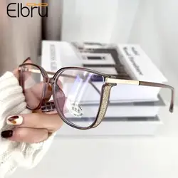 Elbru-男性と女性のための超軽量老眼鏡,超軽量老眼鏡,青色光,正方形のグリッターフレーム,老眼,ファッショナブル,tr90,0 plus,400