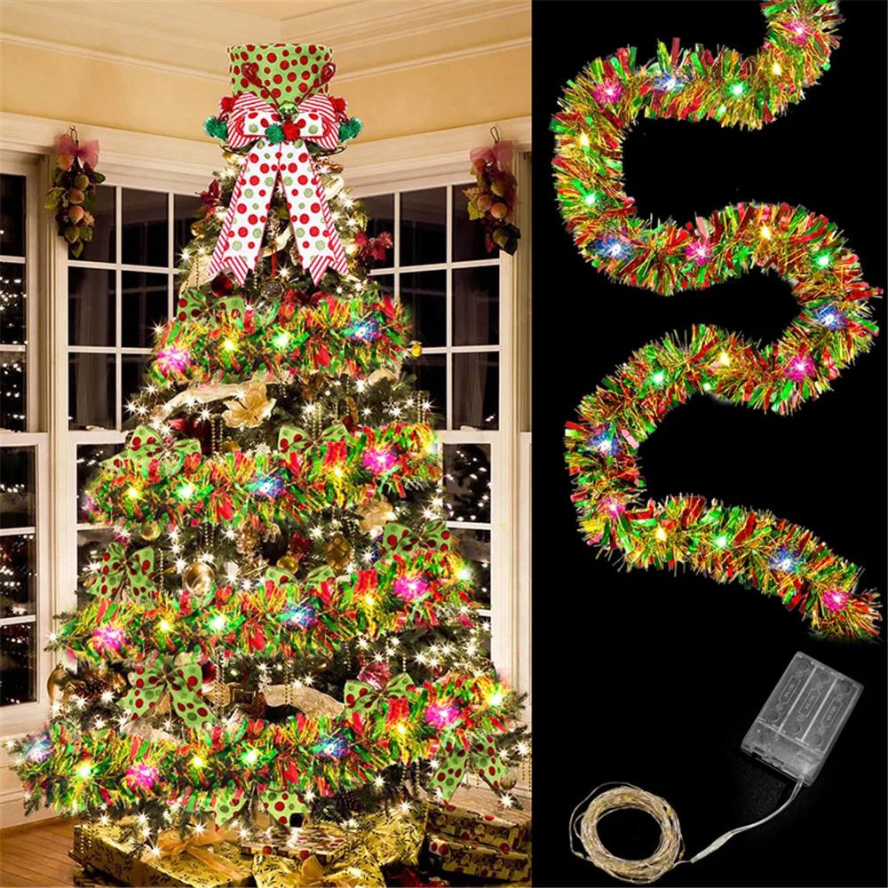 Home Decor Lighting Tree - 2026年クリスマス、きらめく装飾用LEDライト、クリスマスツリーの飾り、オーナメント、ストリングライト、2027年新年、家庭用。