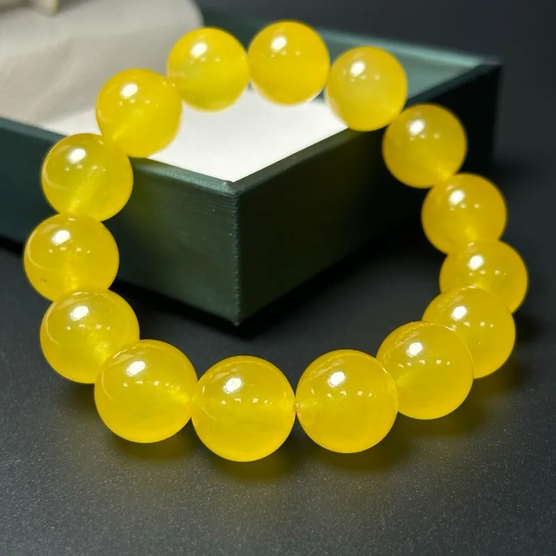 

Желтый браслет из натурального ледяного кварцита, новый женский простой браслет.