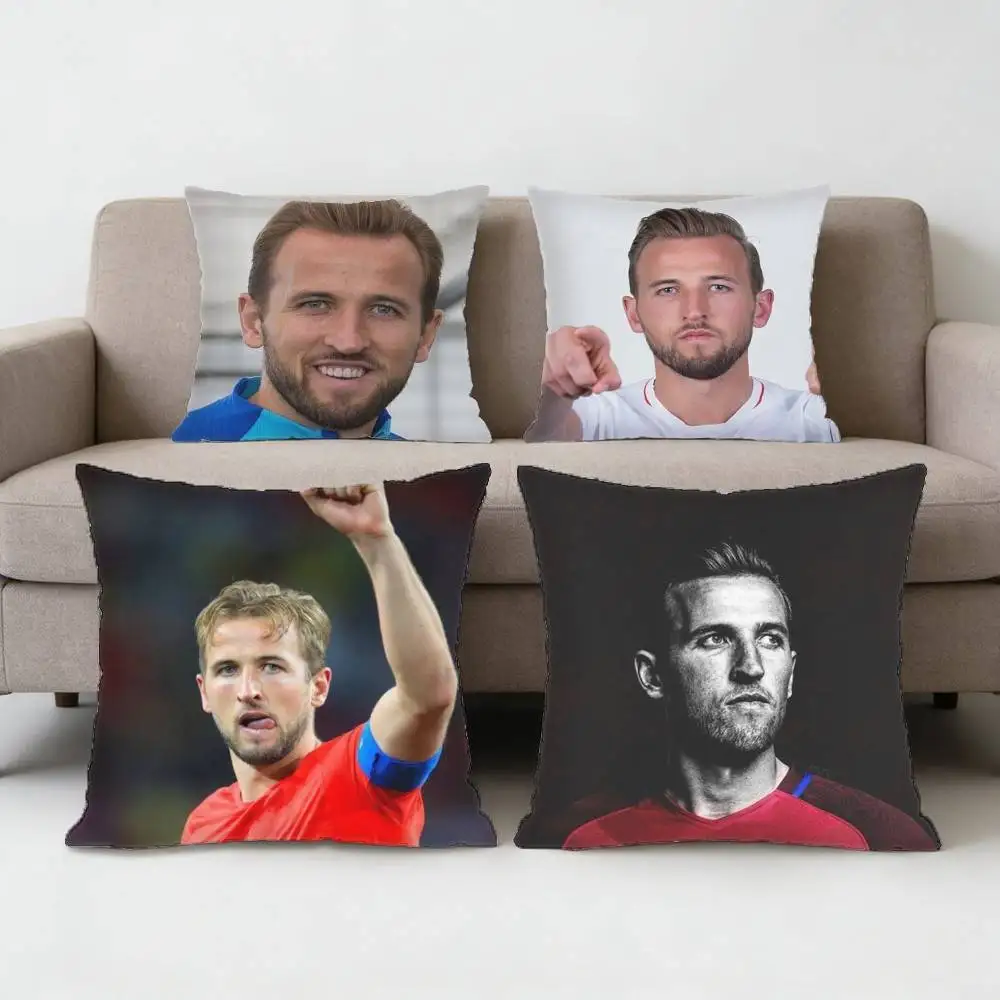 

England H-Harry K-Kane Footballer Pillow Case Anti-dustmite Pillowcase Invisible zipper silky short plush Sofa cushion cover