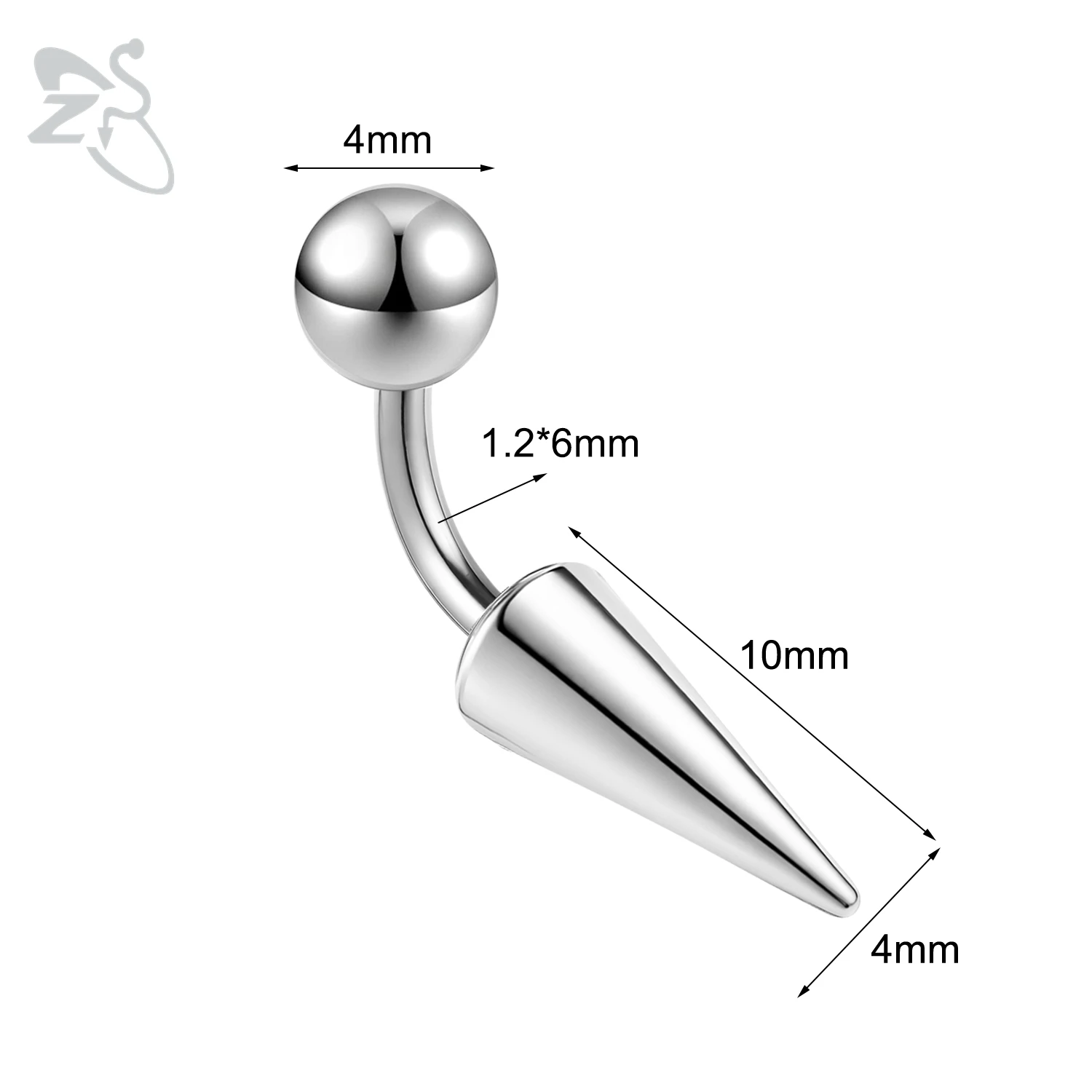 16G Stainless Steel Spike Eyebrow Ring, Unisex