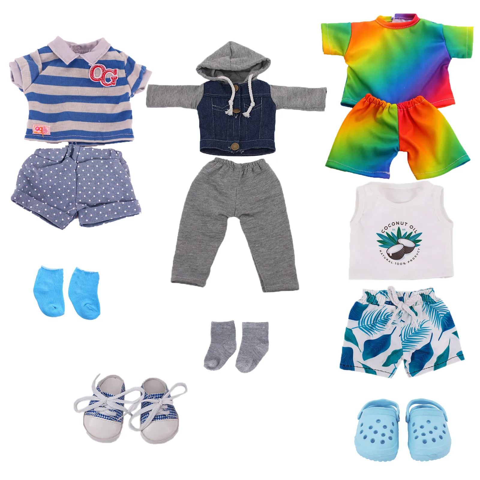 

Best gift Born Baby Doll Clothes Outfit Bear Print Casual Home Wear for 43 Cm Baby Reborn Logan Boy Dolls,