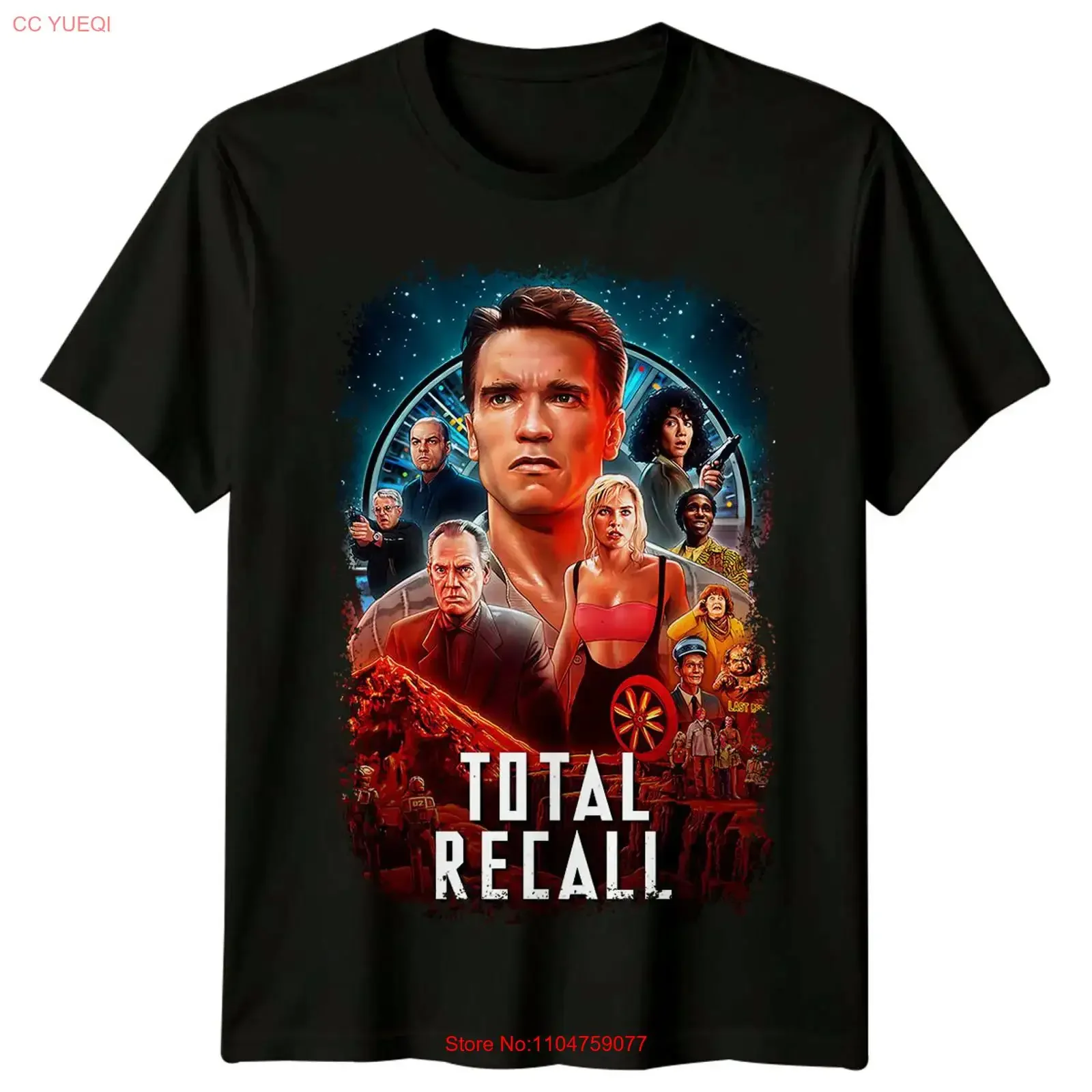 T-shirt inspiré de l'affiche du film Total Recall 1990, rétro années 90, vintage, effet délavé, vêtements de créateur, mode unisexe homme, extensible et doux