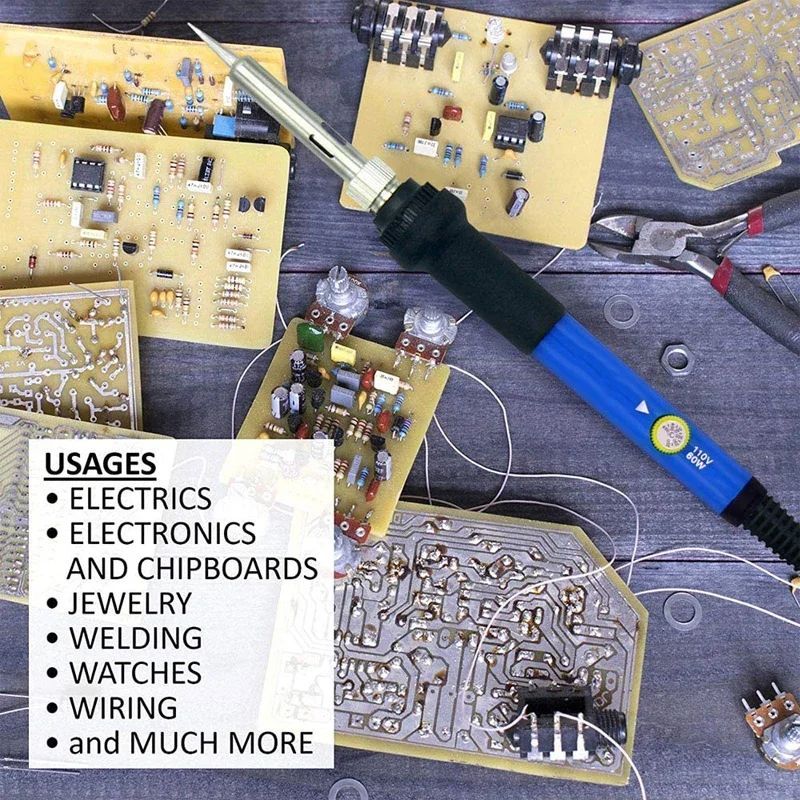 Kit de fer à souder électrique à température réglable, 220V, 110V, 60W, station de expédide soudure, crayon chauffant, pointes, outil de réparation