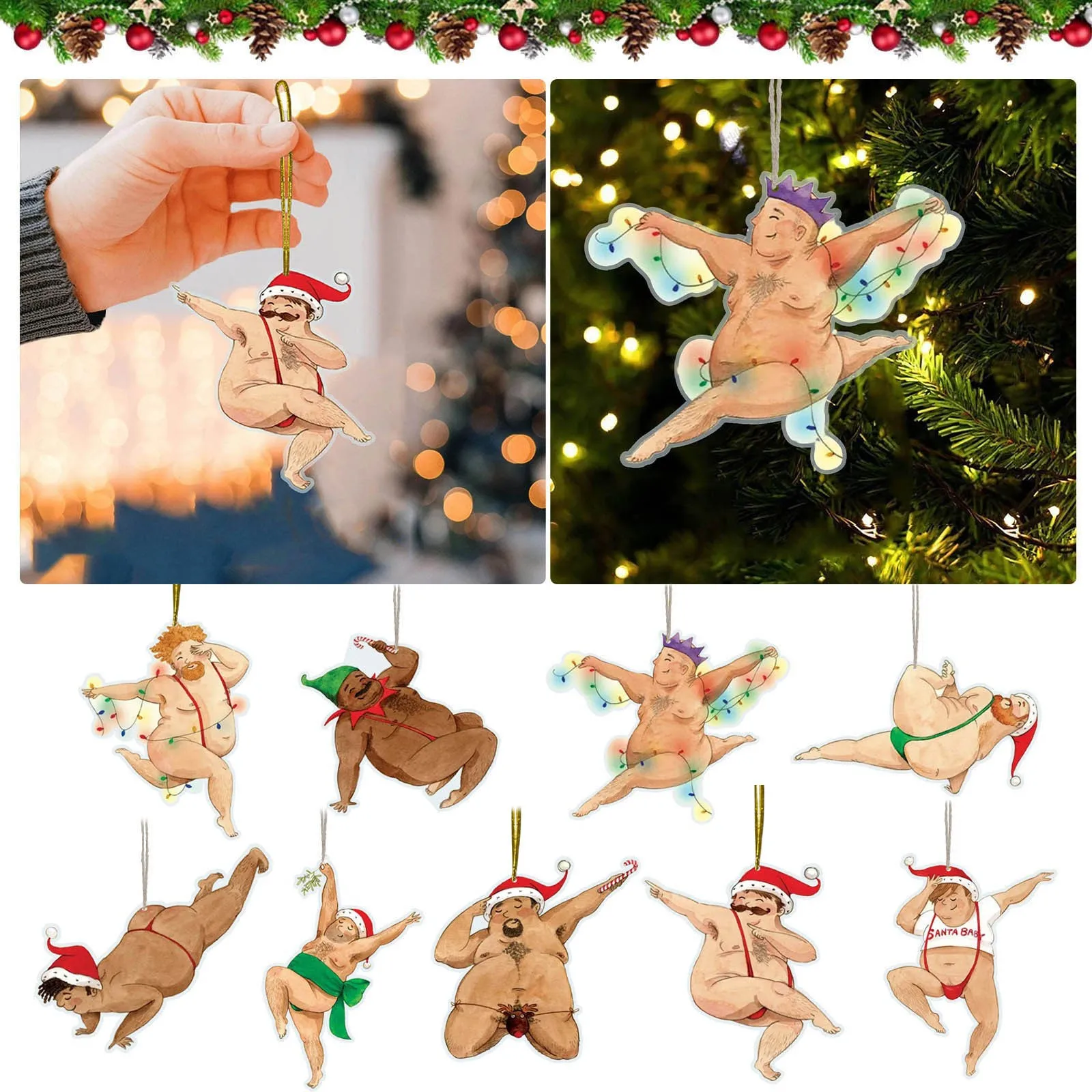 

1 Piece Christmas Funny Hanging Decoration Ornaments 2023 Christmas Tree Decoration Car Decoration Craft Collection Supplies Toy