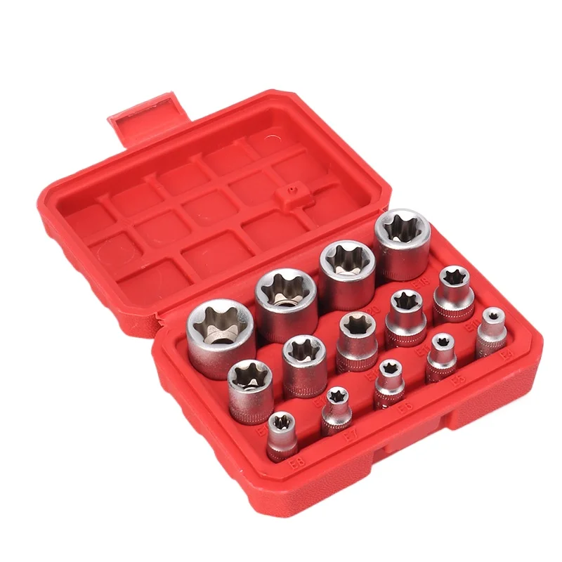 

Набор торцевых ключей E-типа из 14 предметов, набор шестигранных ключей Torx, комплект для хранения в формованном кейсе для профессионального ремонта