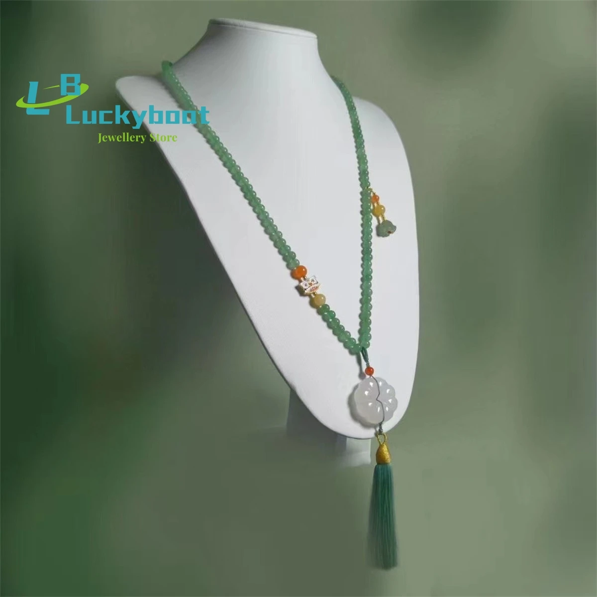 Natural Xinjiang Jade Gold Thread Jade Pumpkin Sweater Chain Multi Loop Bracelet Handmade DIY Dongling Jade Necklace Women Gift