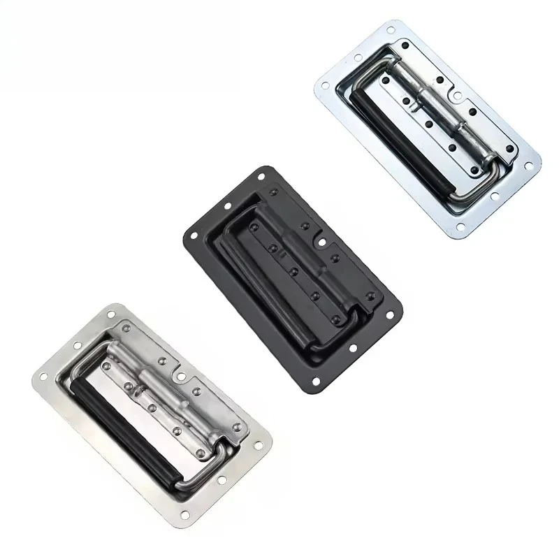 4pcs Stainless Steel or Iron Embedded Spring Automatic Return Folding Handle Industrial Distribution Cabinet Handle