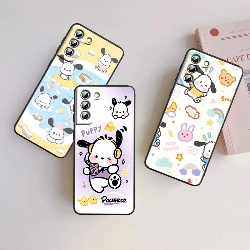 Pacha Dog Sanrio Cartoon Cute For Samsung Galaxy S24 S23 S22 S21 S20 FE S10 S10E Plus Ultra Pro Lite 5G Black Funda Phone Case