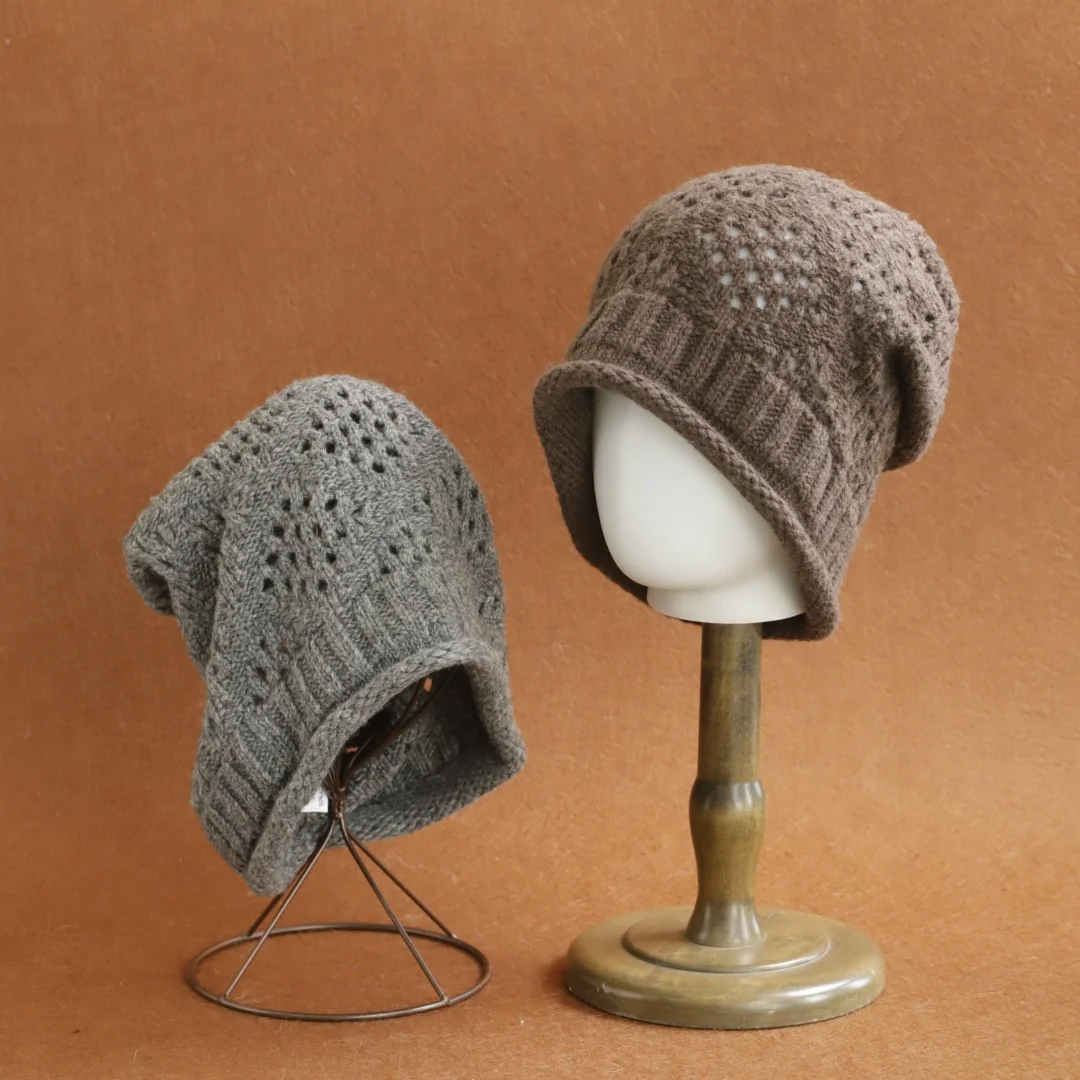 2026 New Hot Selling Winter Hat Real wool Winter Hats For Women Fashion Warm Beanie Hats Women Solid Adult Cover Head Cap