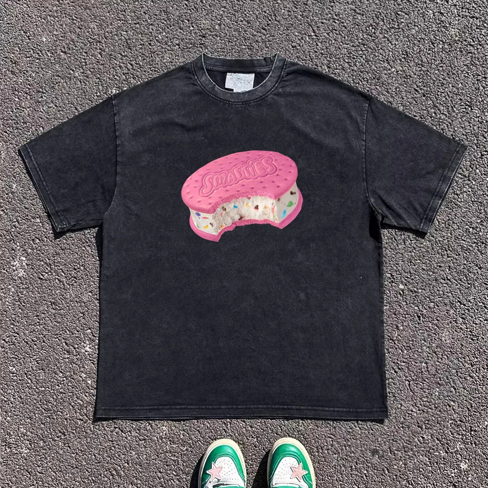 

Футболка оверсайз Heavyweight 240G Simple Heart Cookie, свободный крой, для пар, молодежная мода, летняя, обычная...