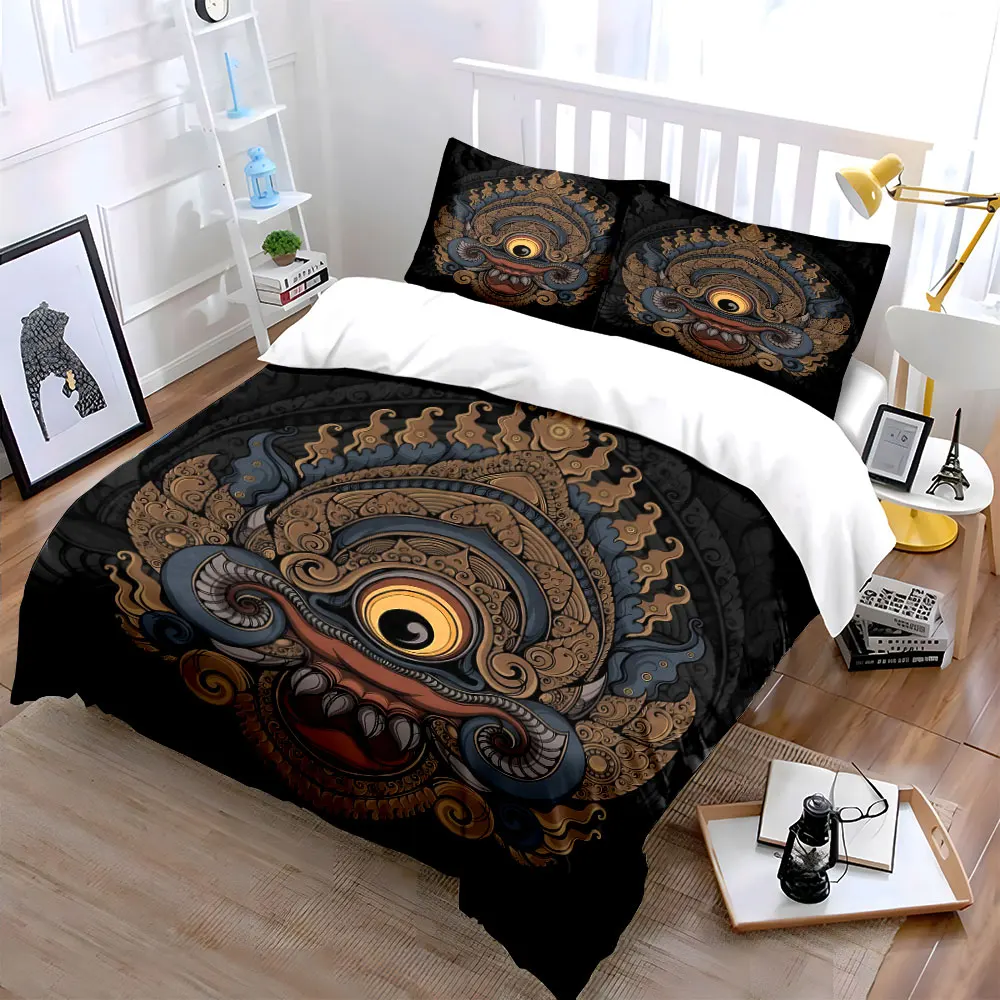 Intricate Totem Design Bedding Set for Kids Luxury Gift 3pcs Digital Print Comforter Set Soft Comfortable Breathable