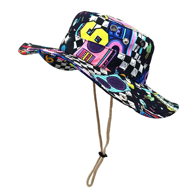 Niedlicher Gelber Enten-Cartoon Bucket Hat für Männer und Frauen - Sommer UV-Schutz Anglerhut mit Verstellbarem Kinnriemen, Retro 80er 90er S – Detail 8