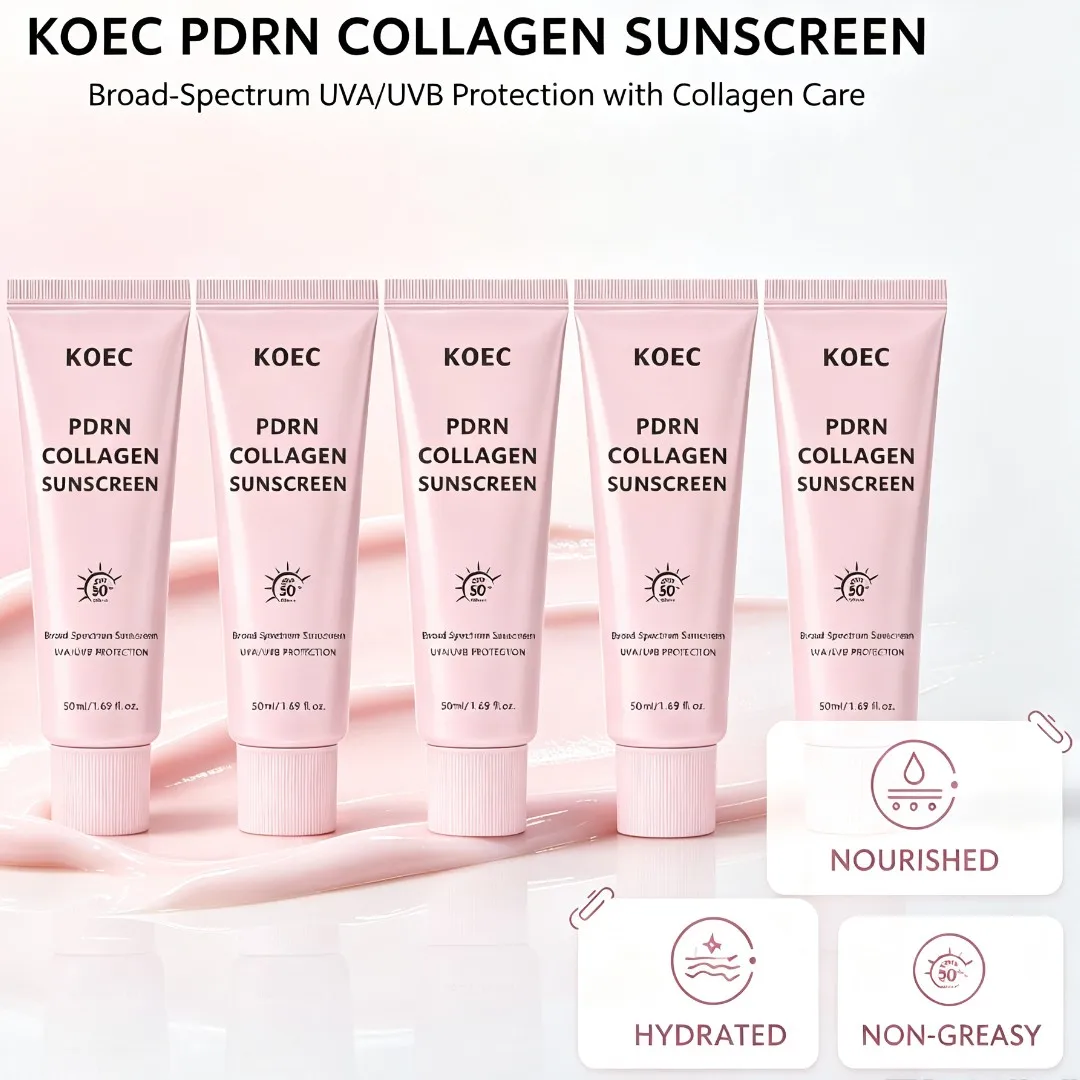 50ml SPF50+ PDRN Sunscreen Cream Lightweight UV Protect Moisturizing Skin Care Repair Sun Lotion for All Skin Types Non-greasy