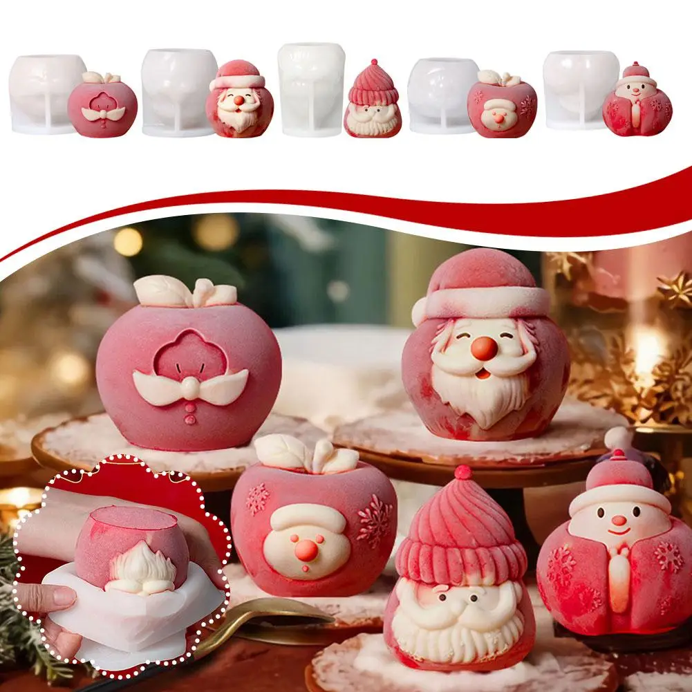 3d Santa Claus Silicone Mold Non-stick Handmade Jelly Soft Mousse Pudding New Mold Year Cake Mould T2x3