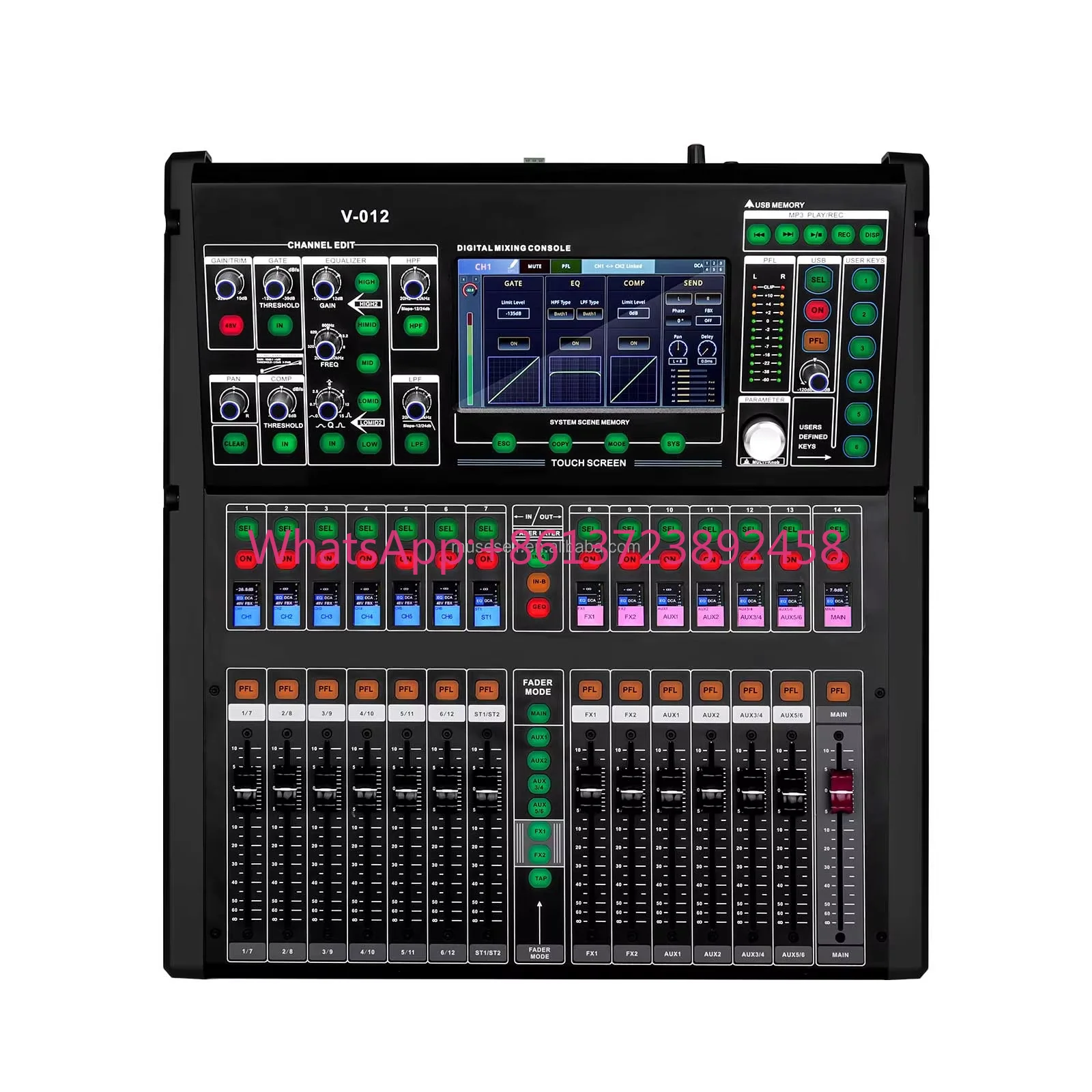 V-012 OEM  Professional Mixing Console 12 Channel Digital Audio Mixer for Studio Live Performances  DJ Sound Equipment