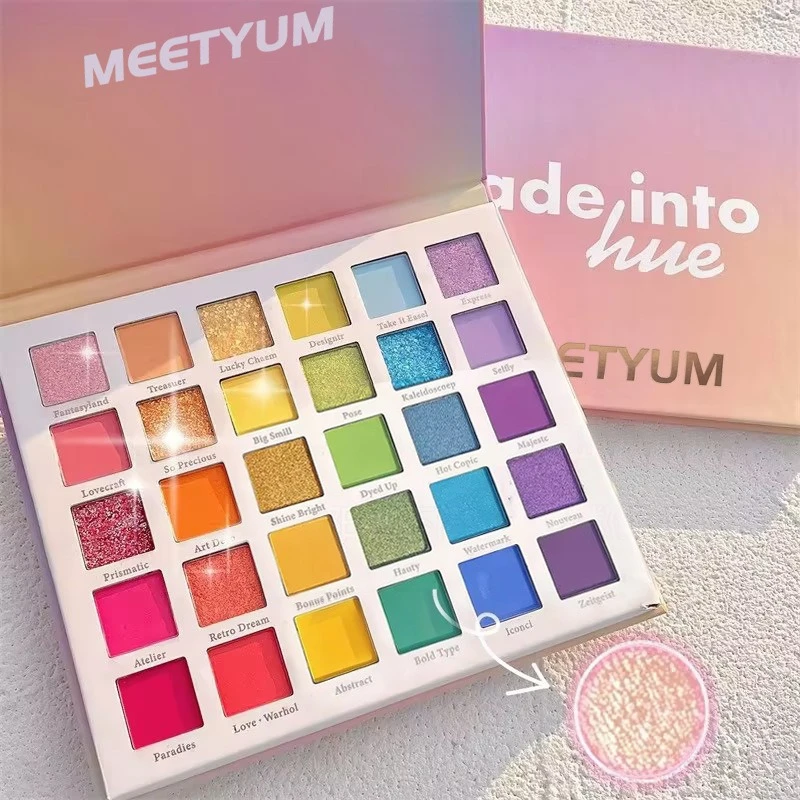 30-Farben-Lidschatten-Palette, Regenbogen-Korallen-Perlenglitter, matte Pailletten, schimmernder, hochpigmentierter Lidschatten für Party- und Tanzshow-Make-up – Detail 1