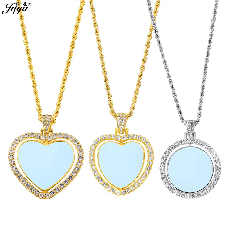 

DIY Handmade HD Sublimation Necklace Base Double Sided 25/30mm Pendant Bezels For Thermal Transfer Jewelry Findings Accessories