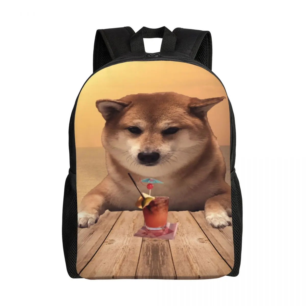 Cheems On The Vacation Backpack for Women Men College School Students Bookbag Fits 15 Inch Laptop Shiba Inu Doge Bags