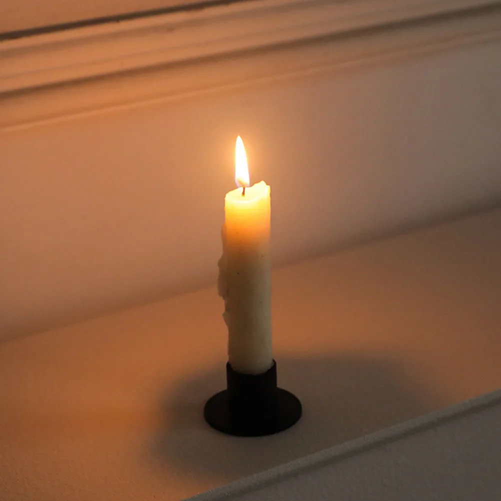 

4Pcs Round Base Rustic Holder Vintage Style Desktop Candlestick Home Party Wedding Metal Iron Candlestick Decor