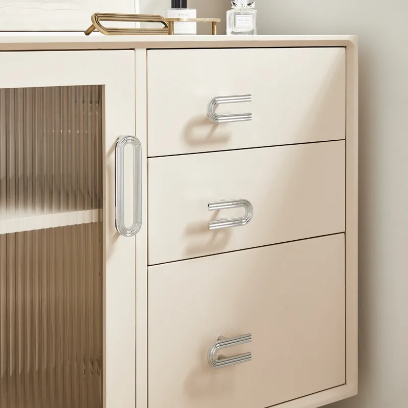 French Chrome Plated Brass Drawer Handle, Modern, Simple, High-end, Light Luxury, Silver Cabinet, Wardrobe Door Handle