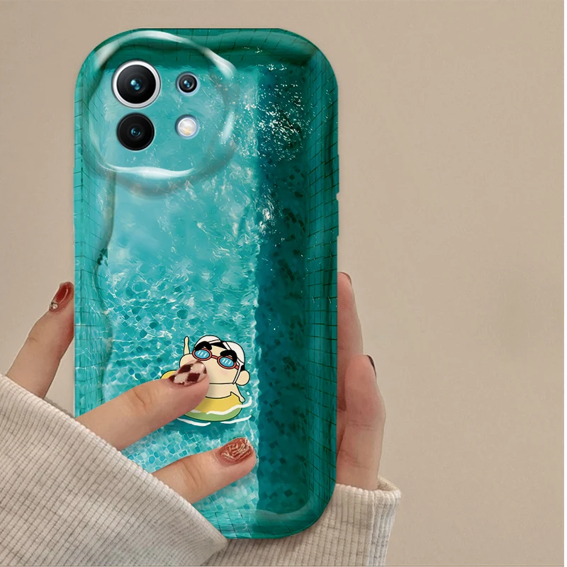 Swim C-Crayon S-ShinChan Case For Xiaomi Mi 12 13 11 Lite 5G 14 13T 14T Pro Poco X7 X6 X5 X3 F7 Ultra F6 F5 NFC F3 M7 M6 Pro 4G view 5
