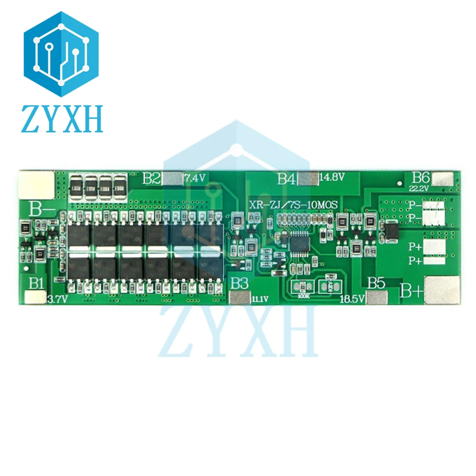 BMS 7S 24V Li-ion 15A 20A 30A 18650 Battery Packs Charge Board with Balance Equalizer Function Common Port For Power Bank