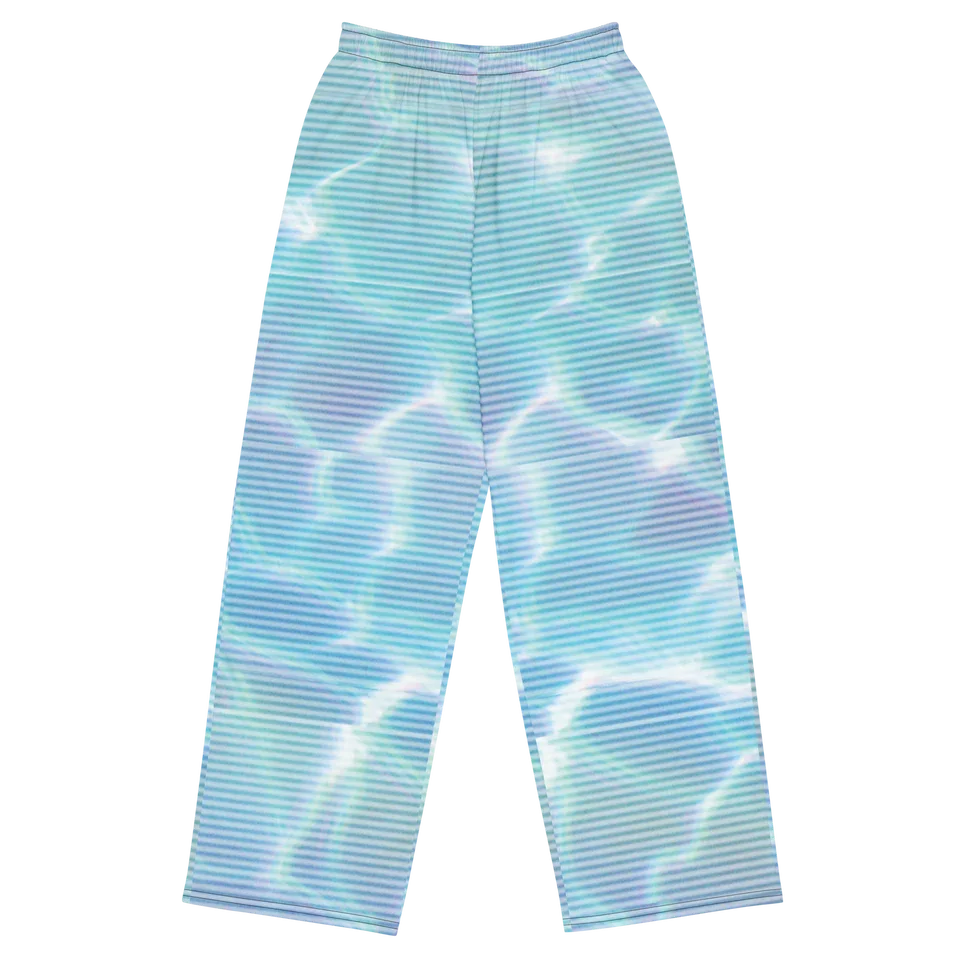 Clear Ice Blue Harajuku Style Y2K 3D Printed Sports Casual Pants, Summer Cool Feel Pajama Pants, Street-Breaking Relaxed Fit